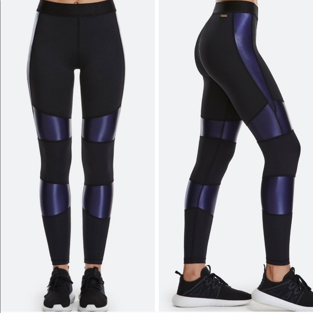 NWT - Alala Harley Striped Tights. Blk/Liquid Navy